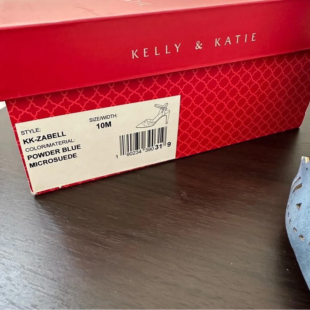 Kelly & Katie Pointed Toe Blue Microsuede Pumps, Size 10 Women's Heels New